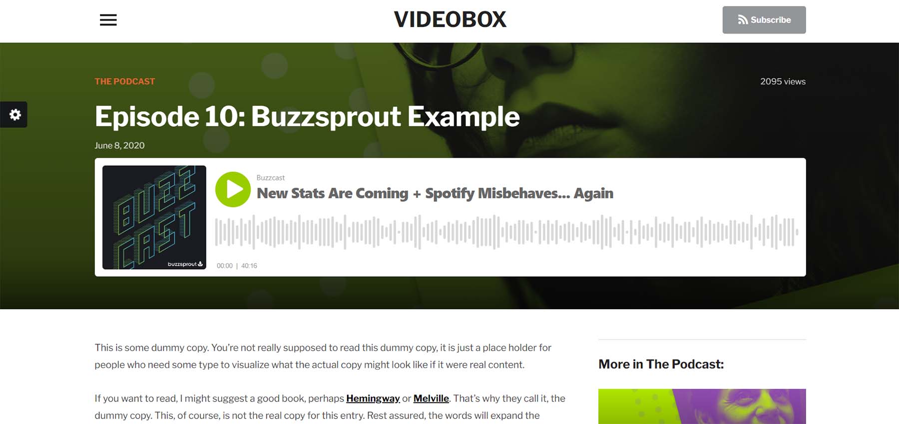 VideoBox's featured player and video player