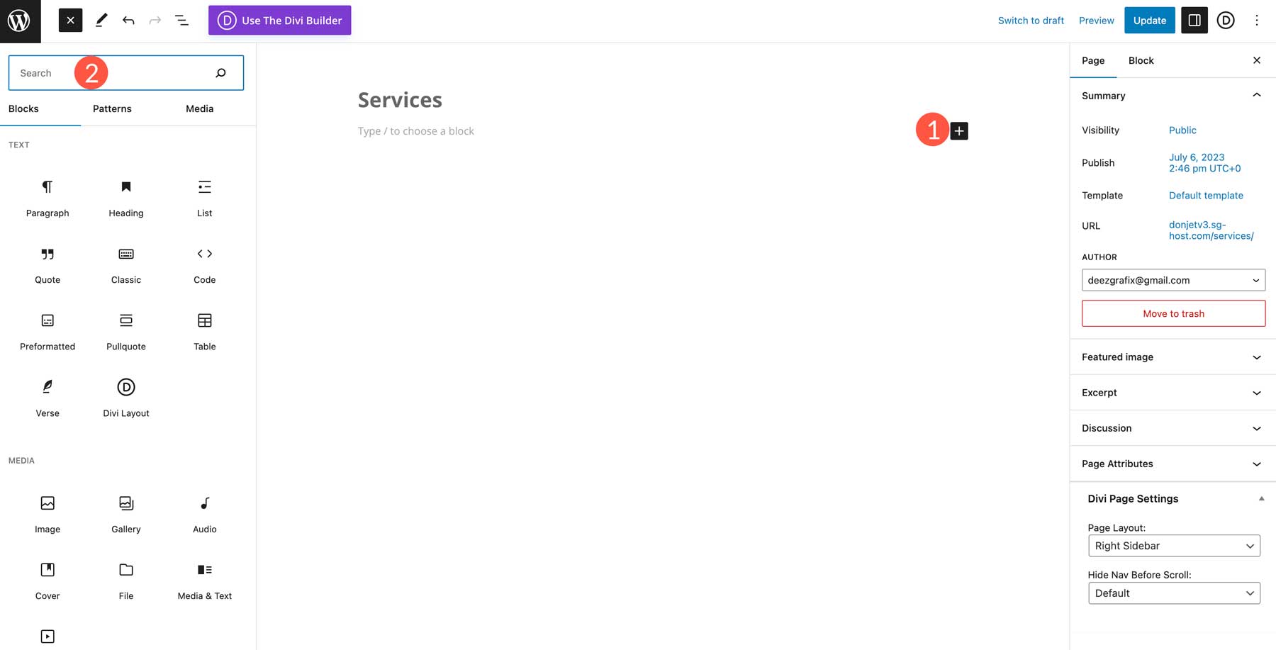 adding content with Gutenberg