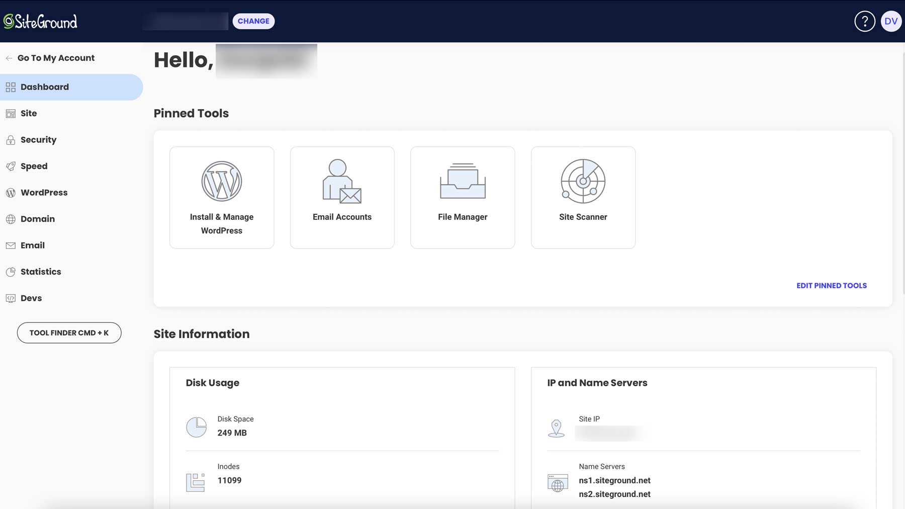 SiteGround site tools