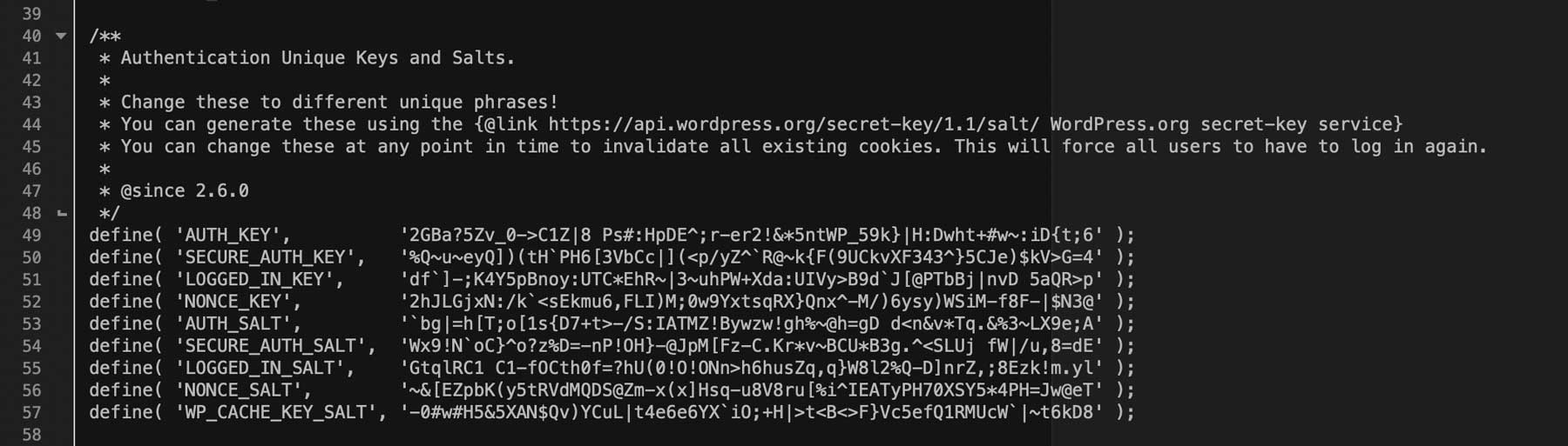 WordPress salt keys