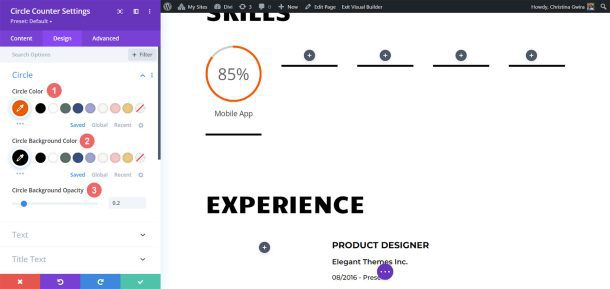 How to Use Divi's Circle Counter Module to Showcase Your Skillset