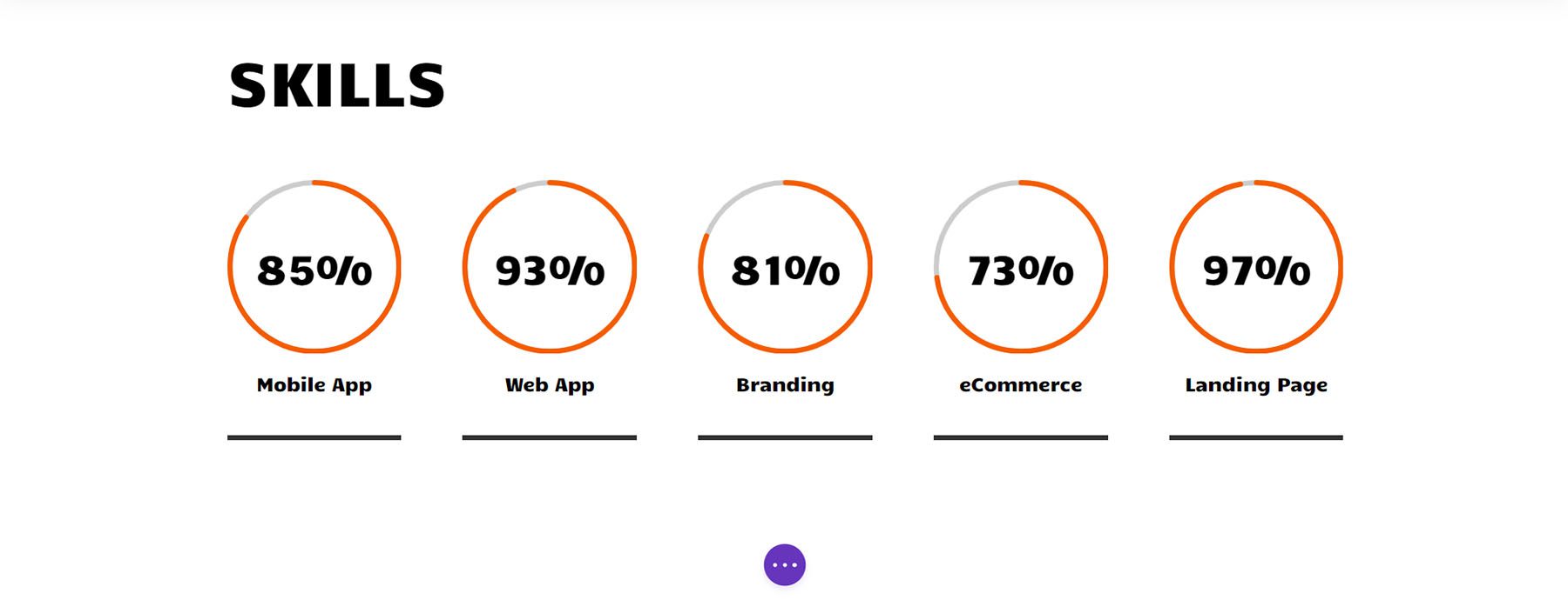 Final Circle Counter Modules in the Creative CV Online Website Resume Design