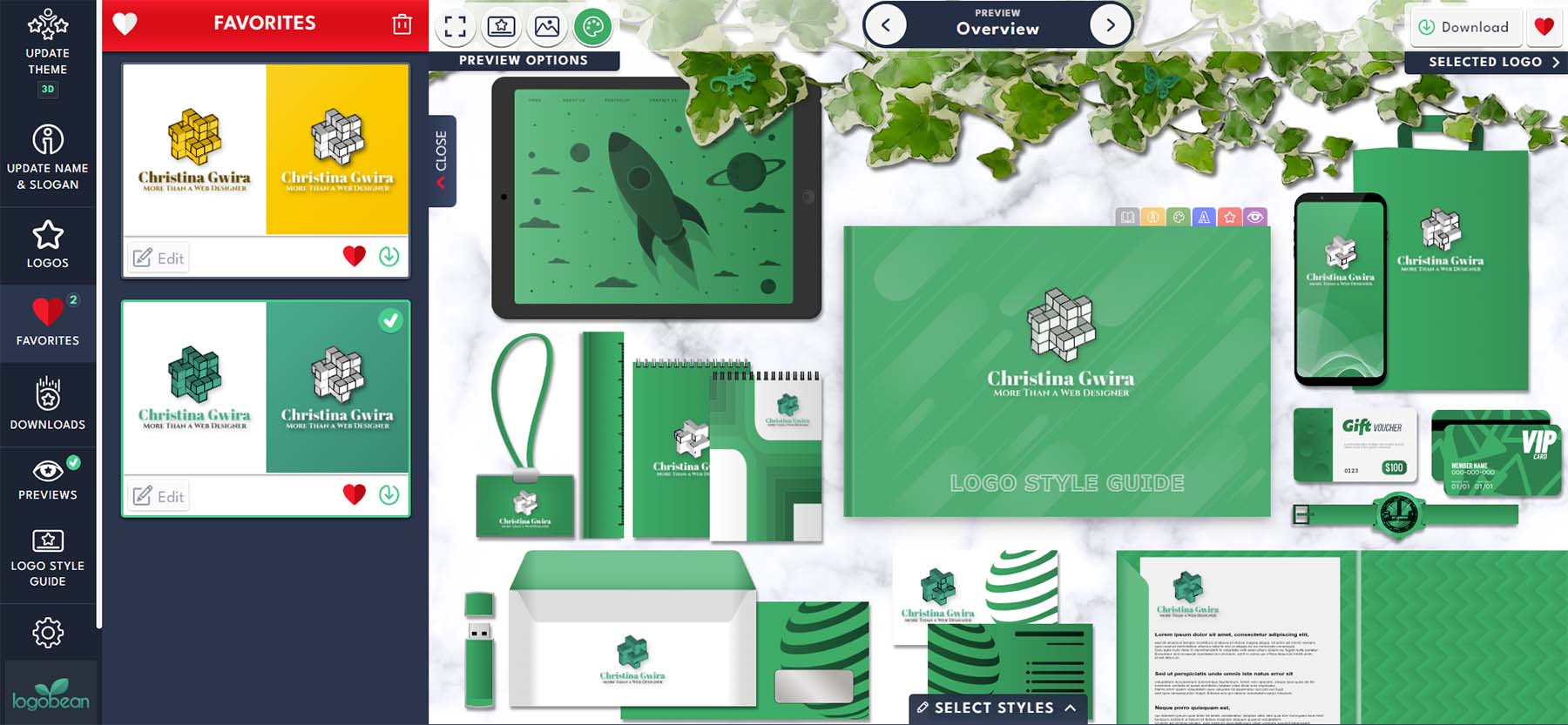 Logobean's preview interface