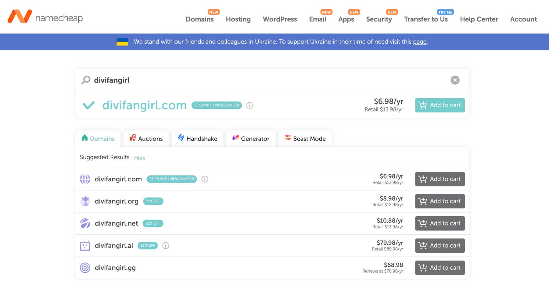 Namecheap alternate domains