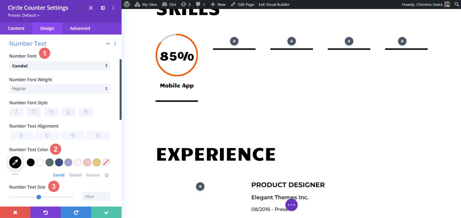 How to Use Divi's Circle Counter Module to Showcase Your Skillset