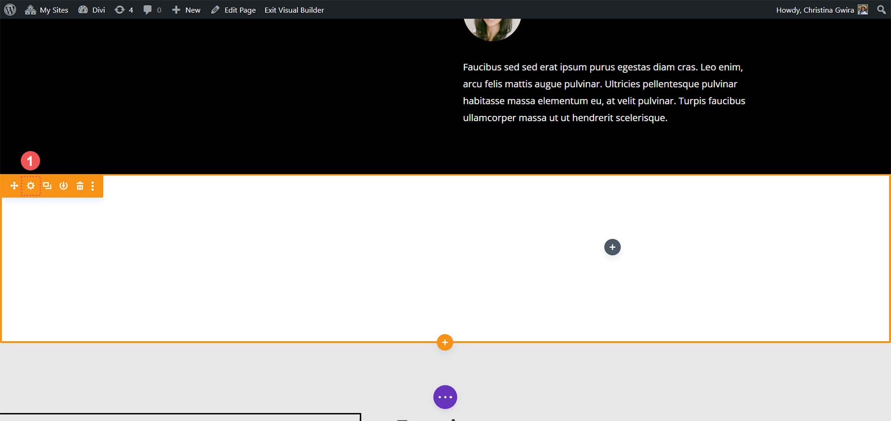 Open specialty section settings