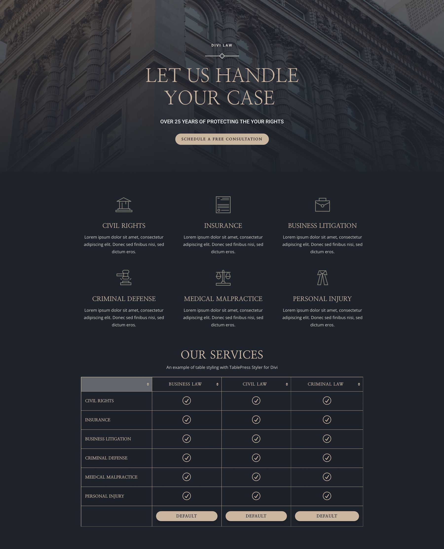 Attorney Layout Pack for Divi