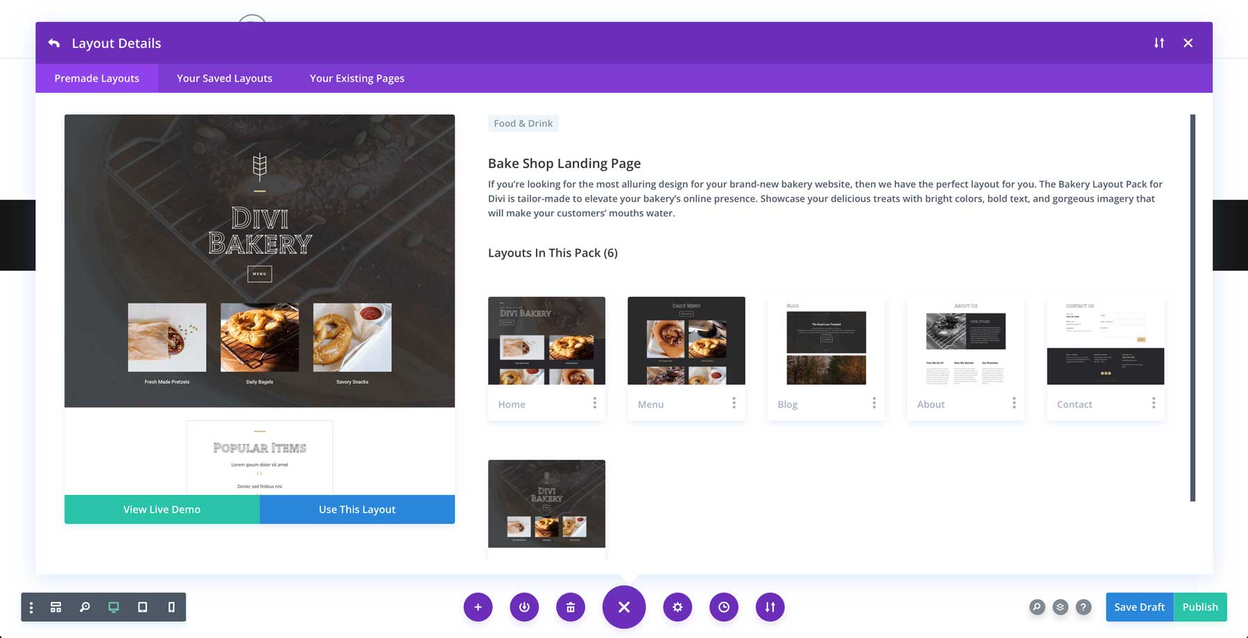 Bake Shop Layout Pack for Divi