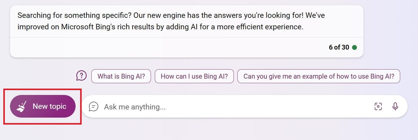 Bing Chat New Topic