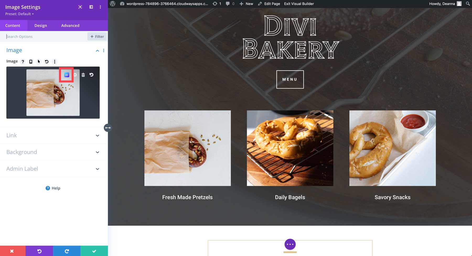 Divi AI image creation