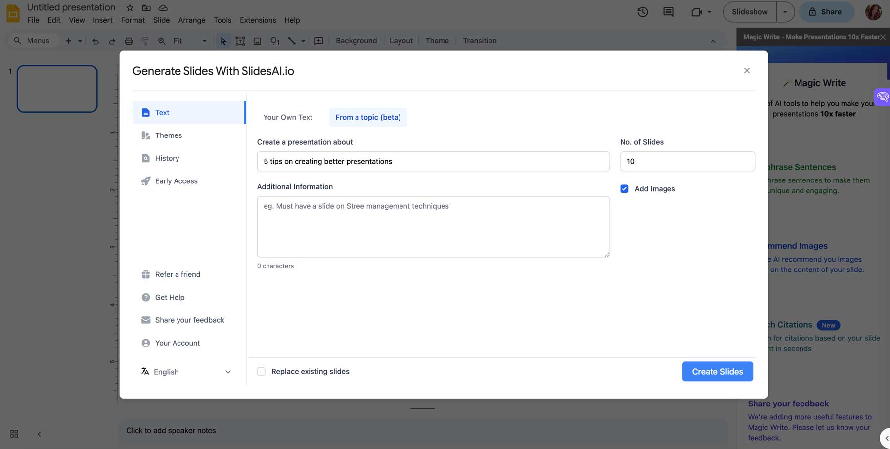 Plus AI Free AI Presentation Maker for Google Slides