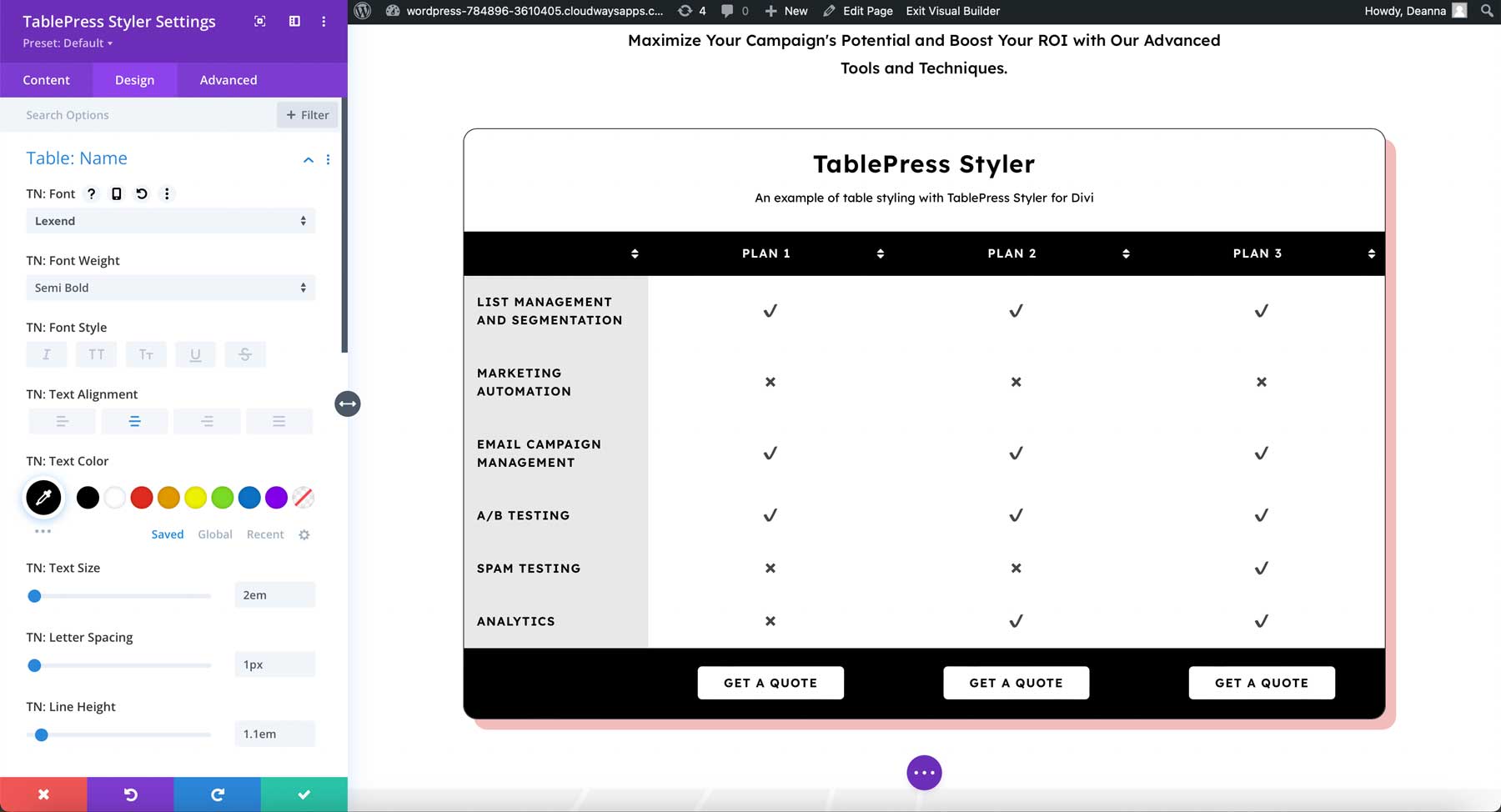 TablePress Styler Name