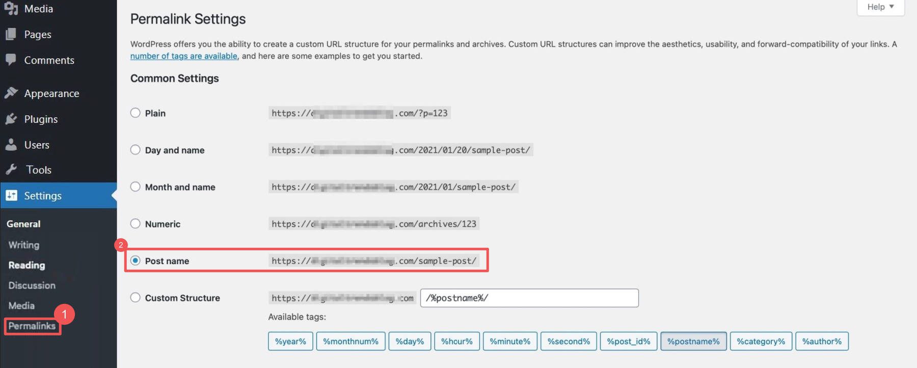 WordPress Permalink Settings