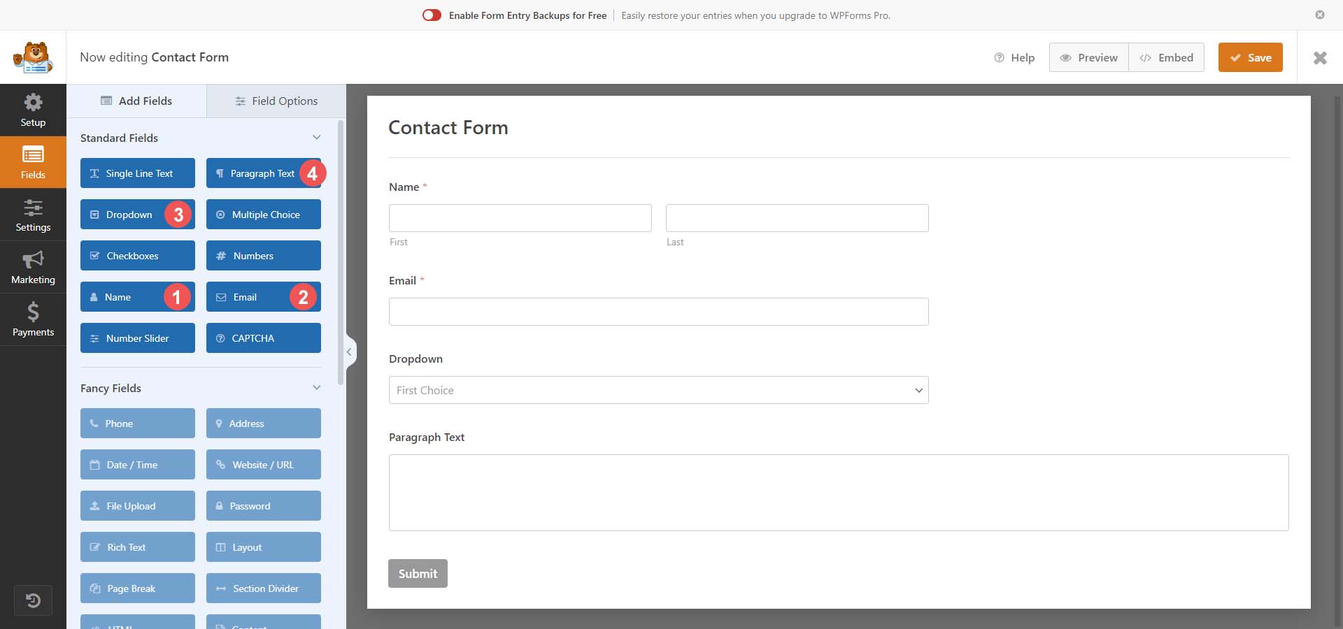 Add form fields