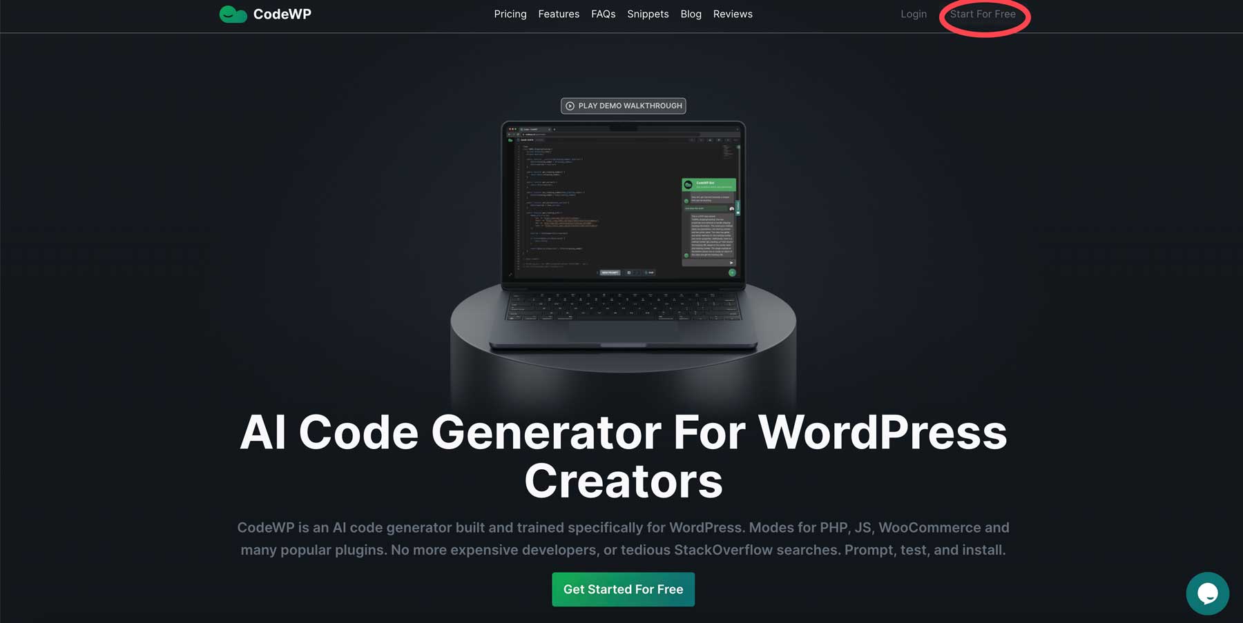 create CodeWP account