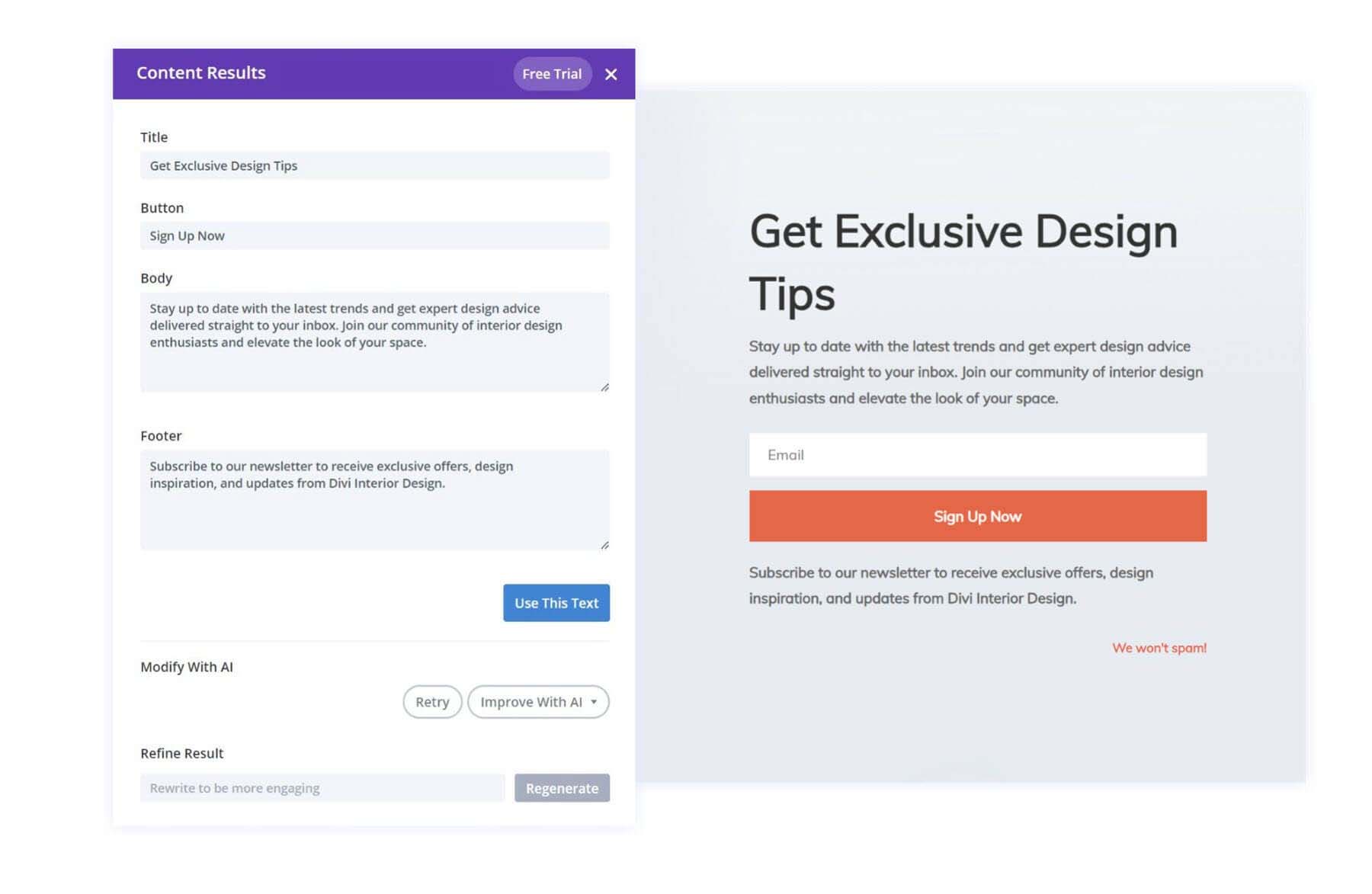 Divi AI and creating CTAs in the email module