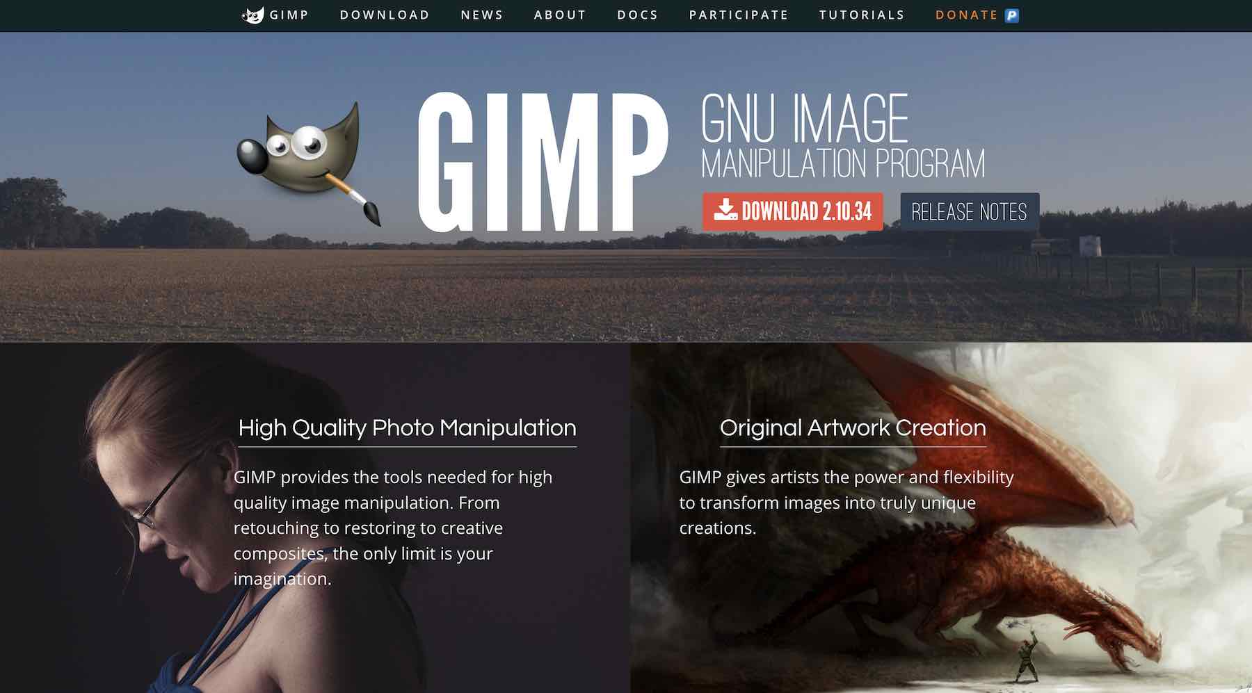 GIMP website screenshot