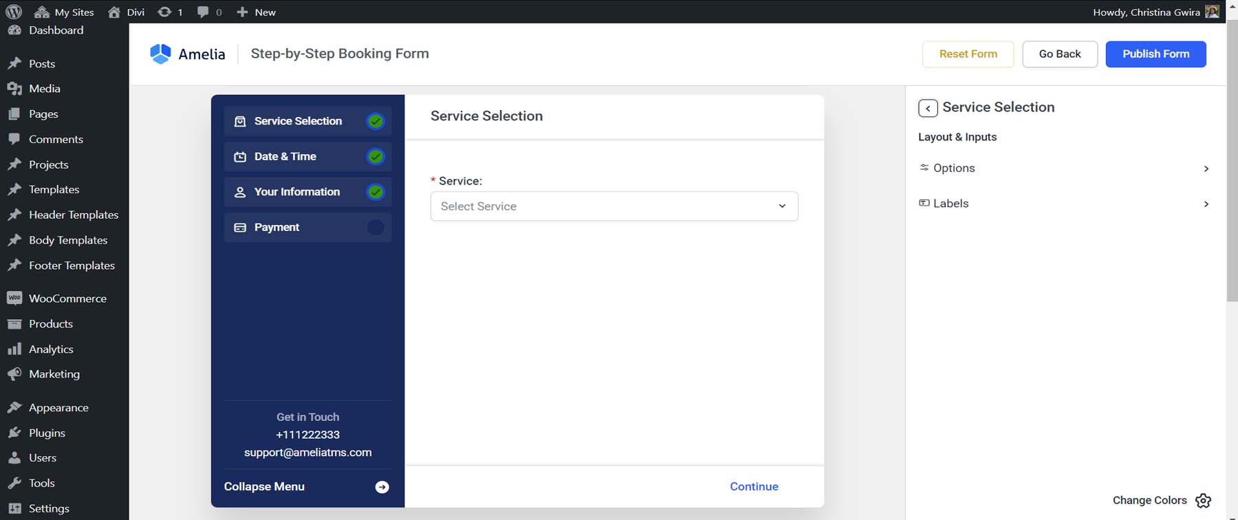 Service Options for Amelia