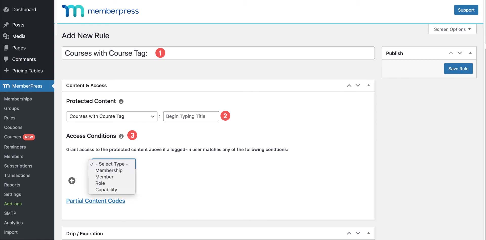 Set access rules