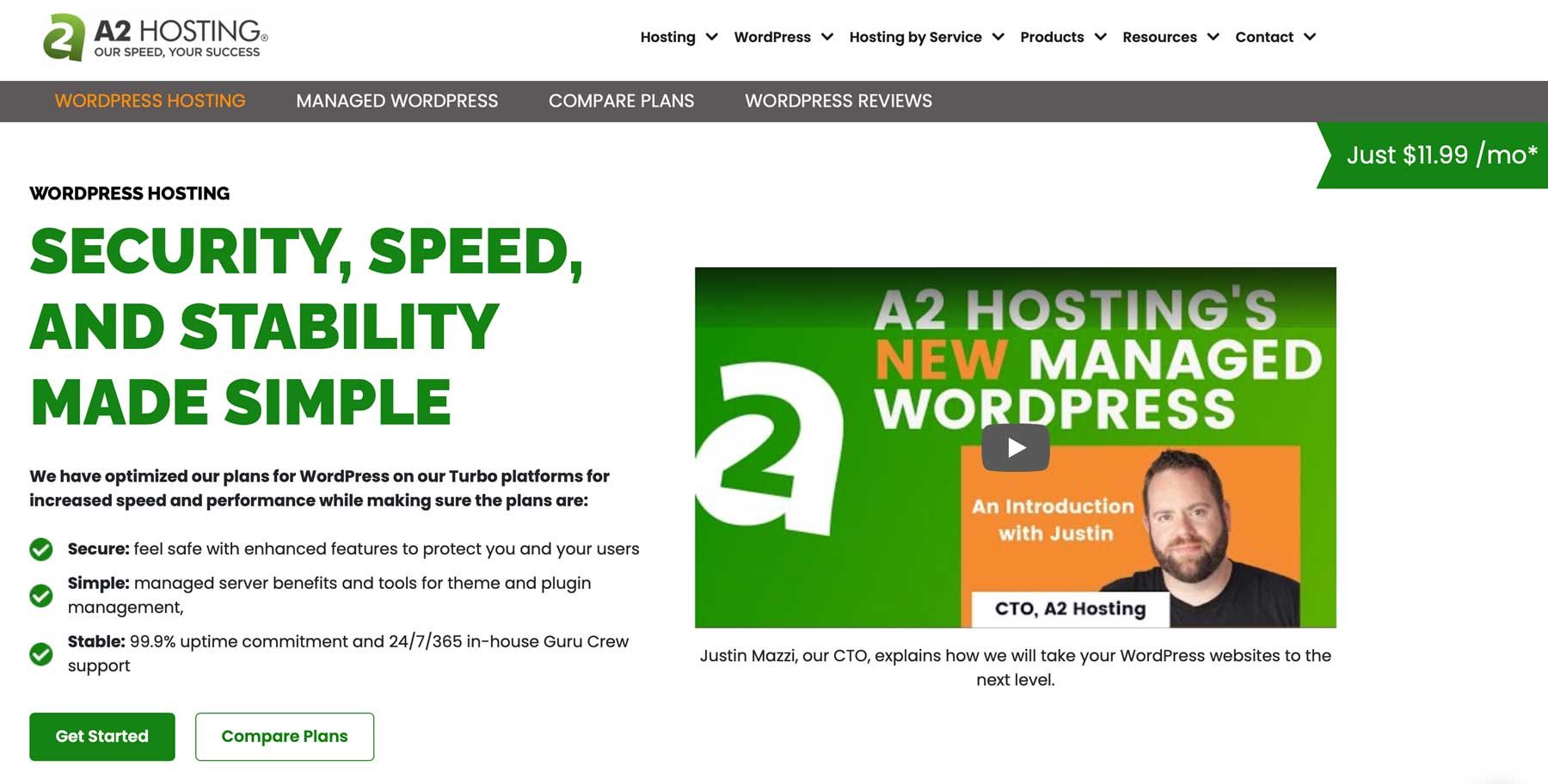 A2 shared wordpress hosting