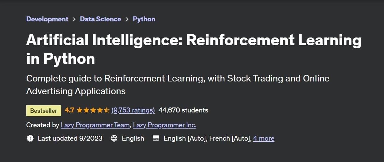 Best AI Courses (Reinforcement Learning in Python)