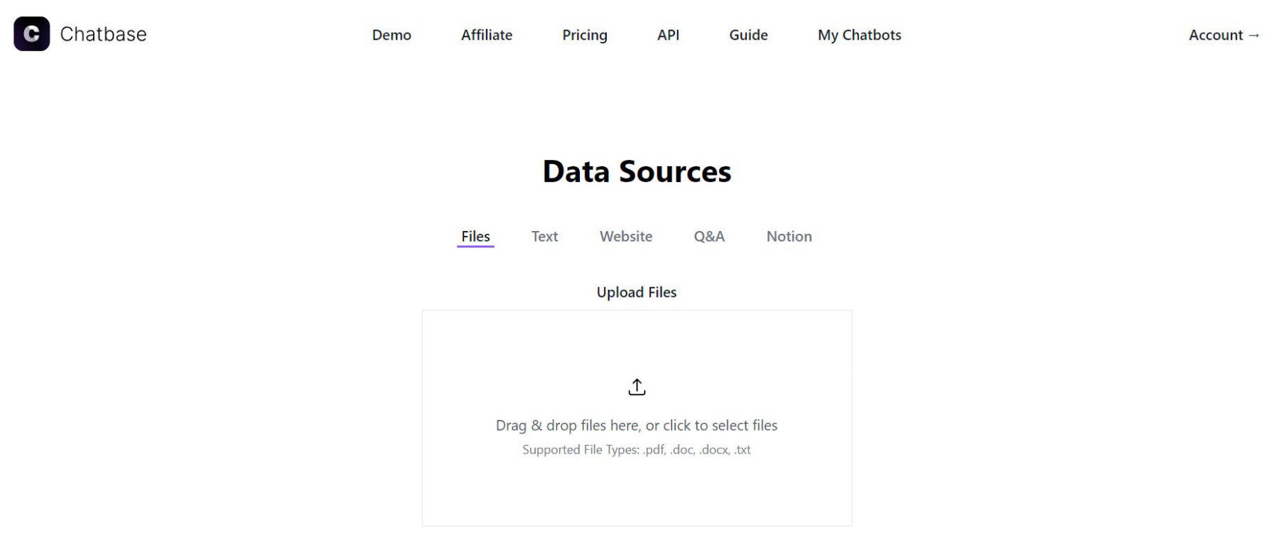 Chatbase Data Sources View