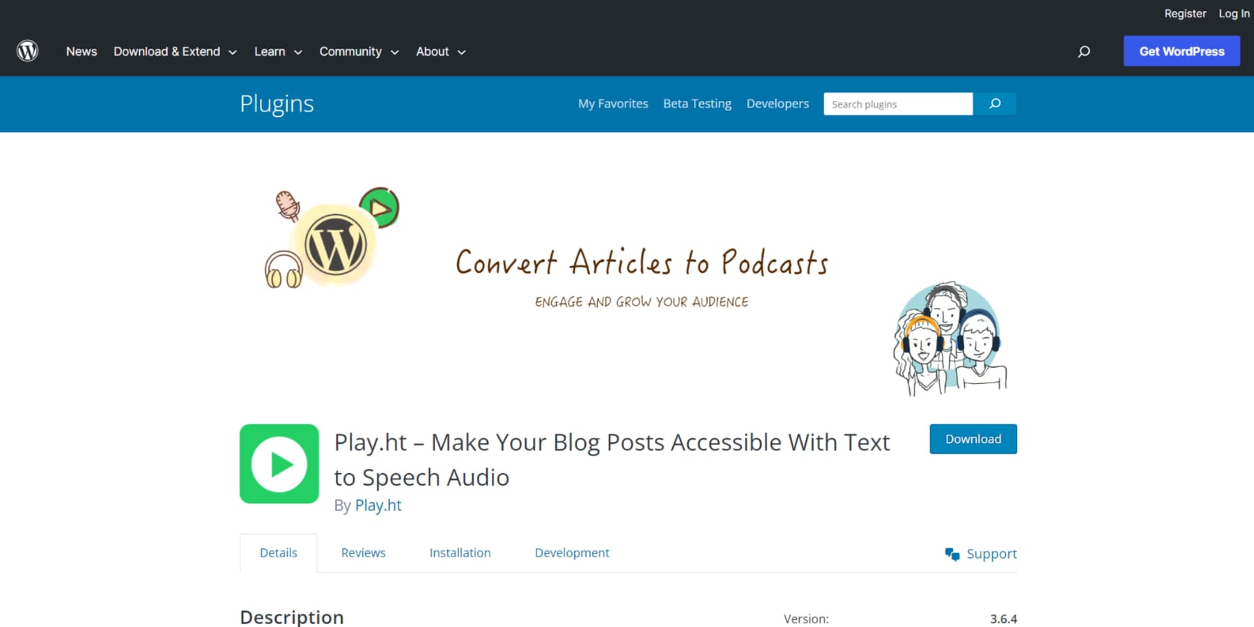 PlayHT's WordPress plugin