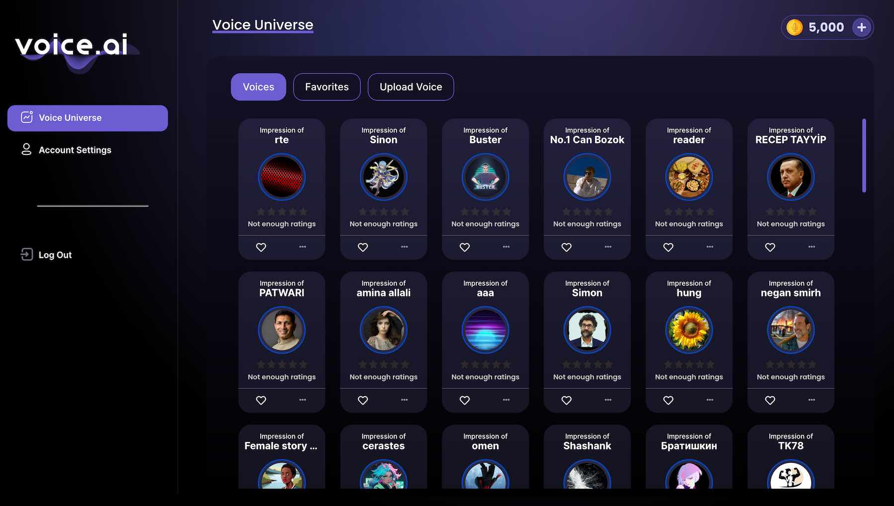 Voice.ai voice universe feature screenshot