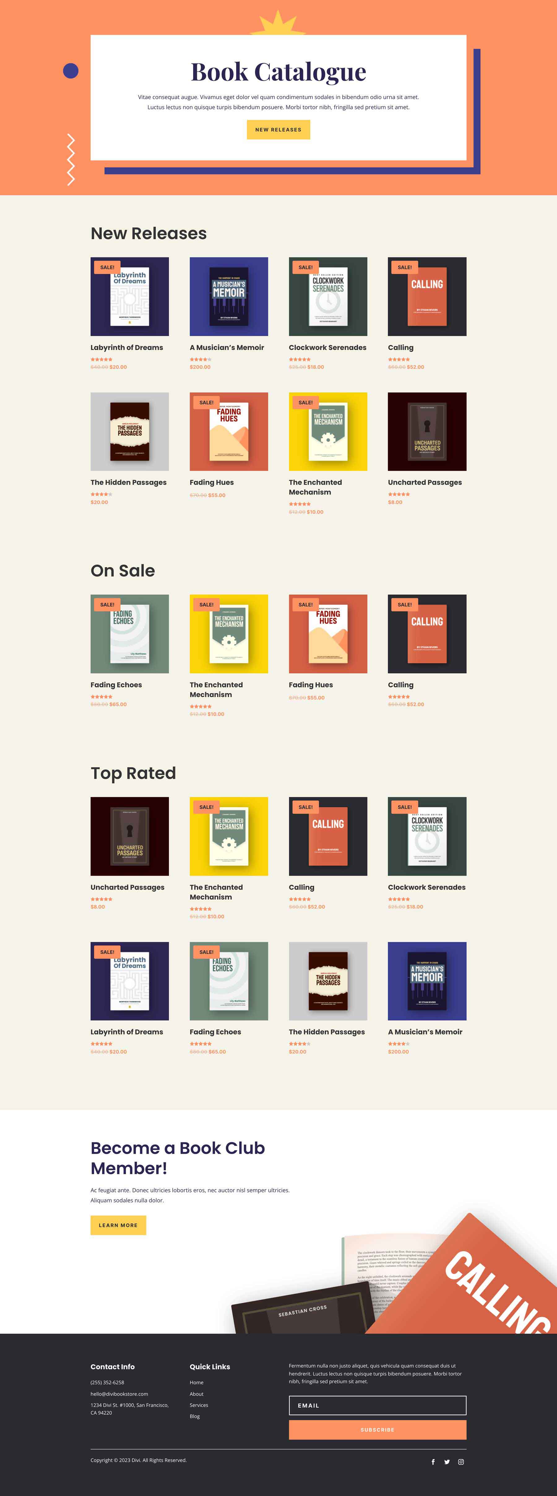 Book Store Layout Pack for Divi