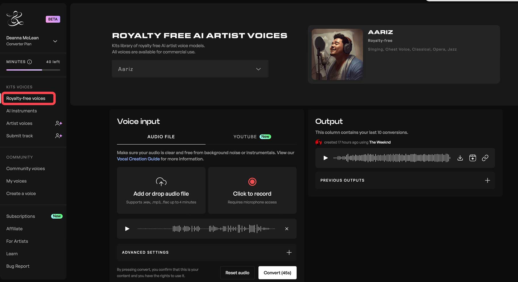 create royalty-free voice