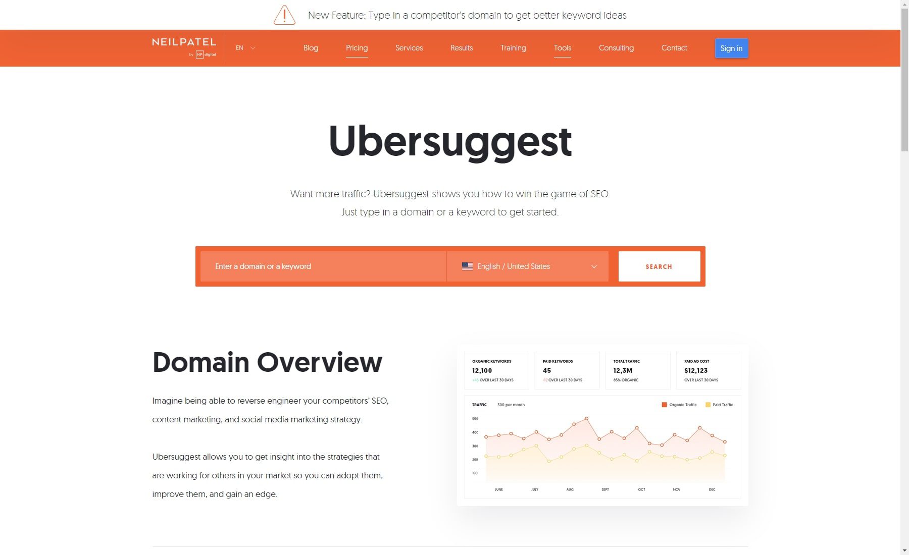 Ubersuggest Keyword Research Tool