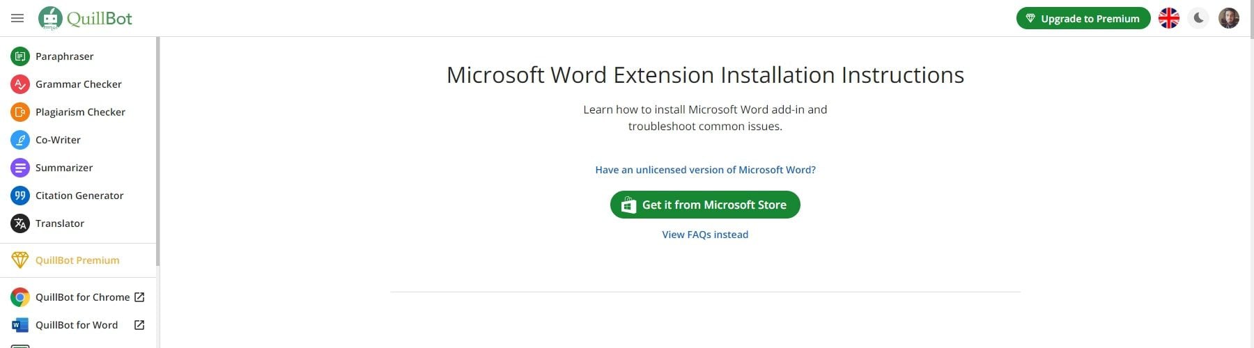 Quillbot AI Microsoft Word extension