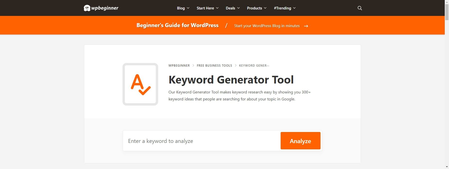 WPBeginner Keyword Research Tool