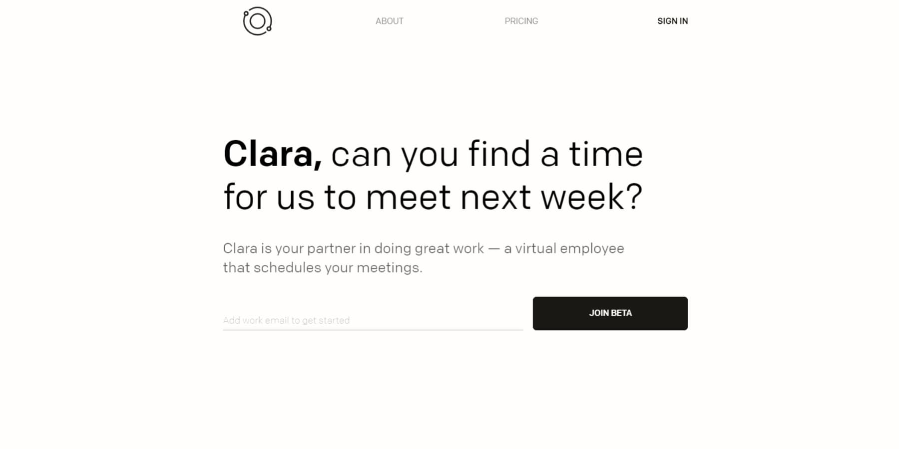 A screenshot of Clara's Homepage