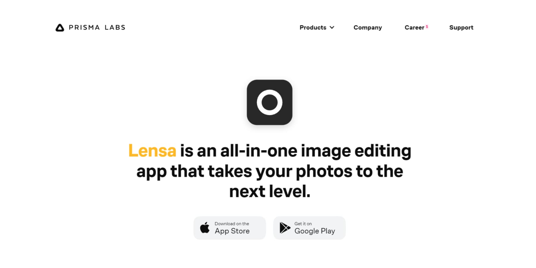 A screenshot of Lensa AI mobile app's homepage