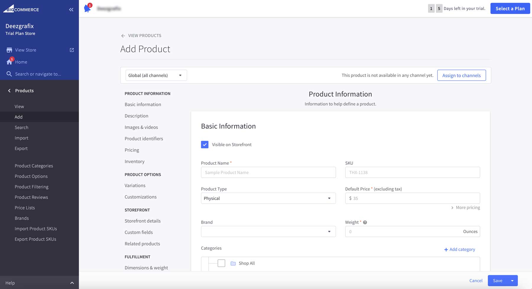 add BigCommerce products