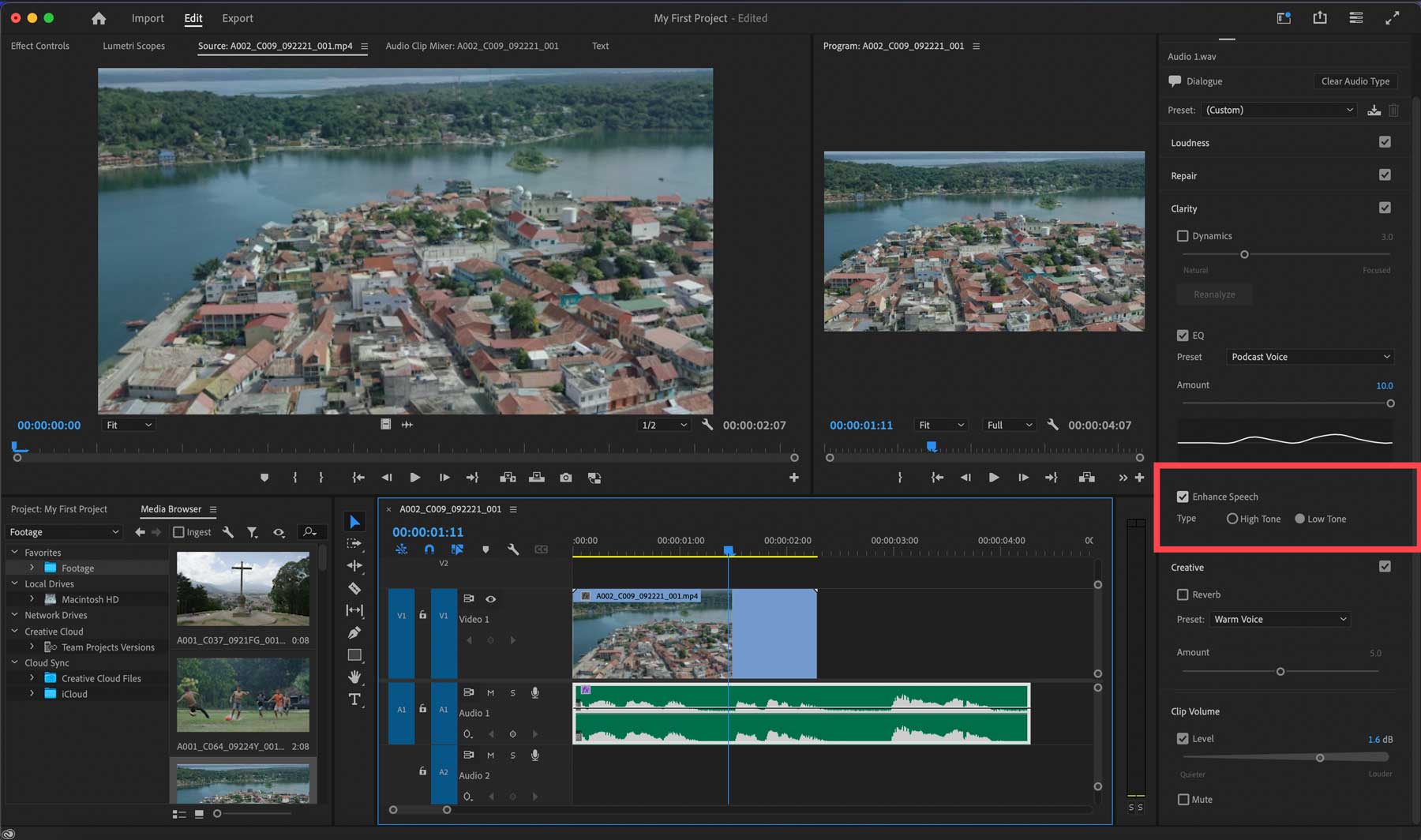 Adobe Premiere Pro Enhance Speech