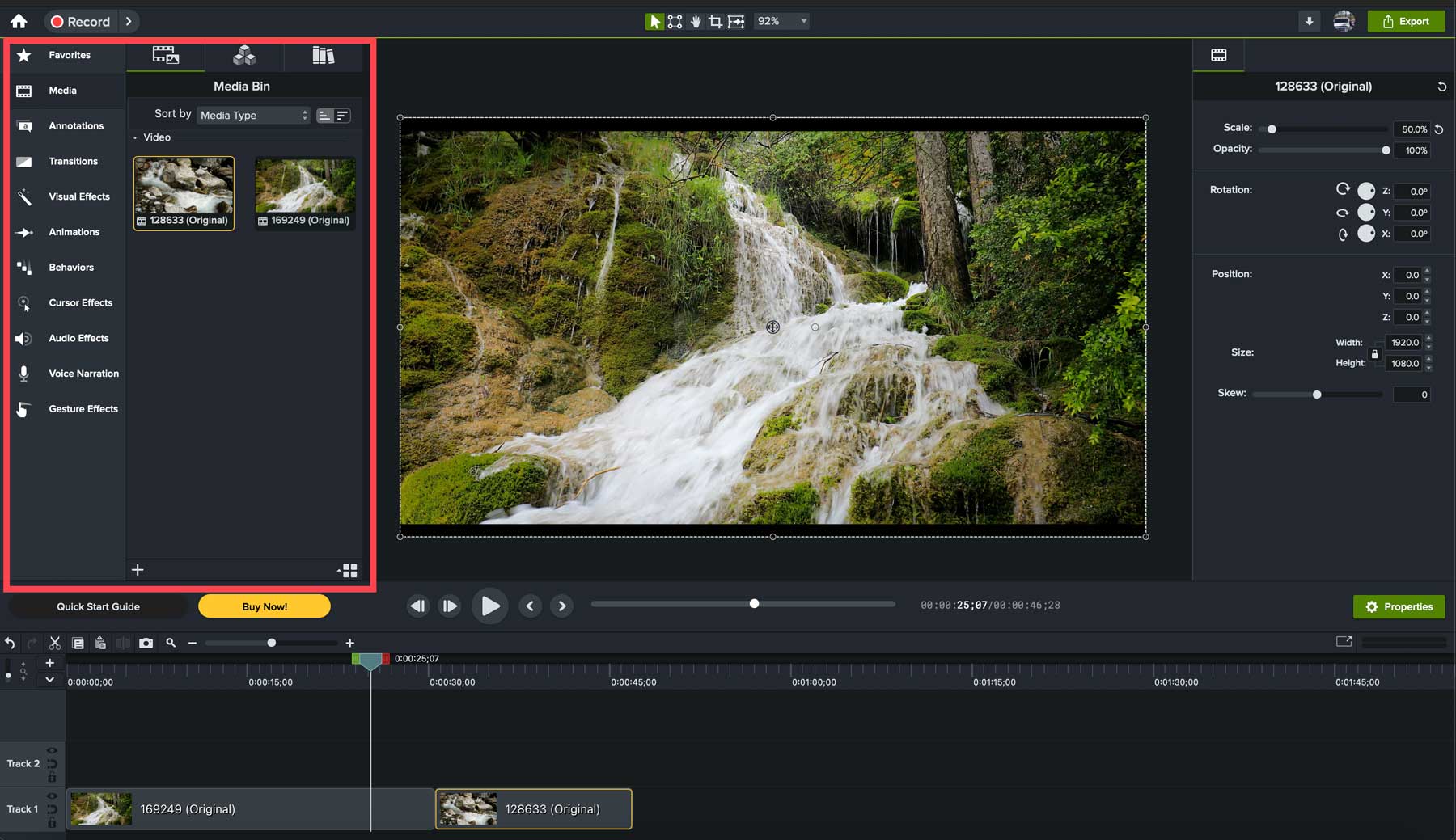 Camtasia toolbar