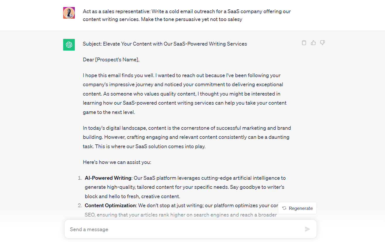 ChatGPT generating email newsletter
