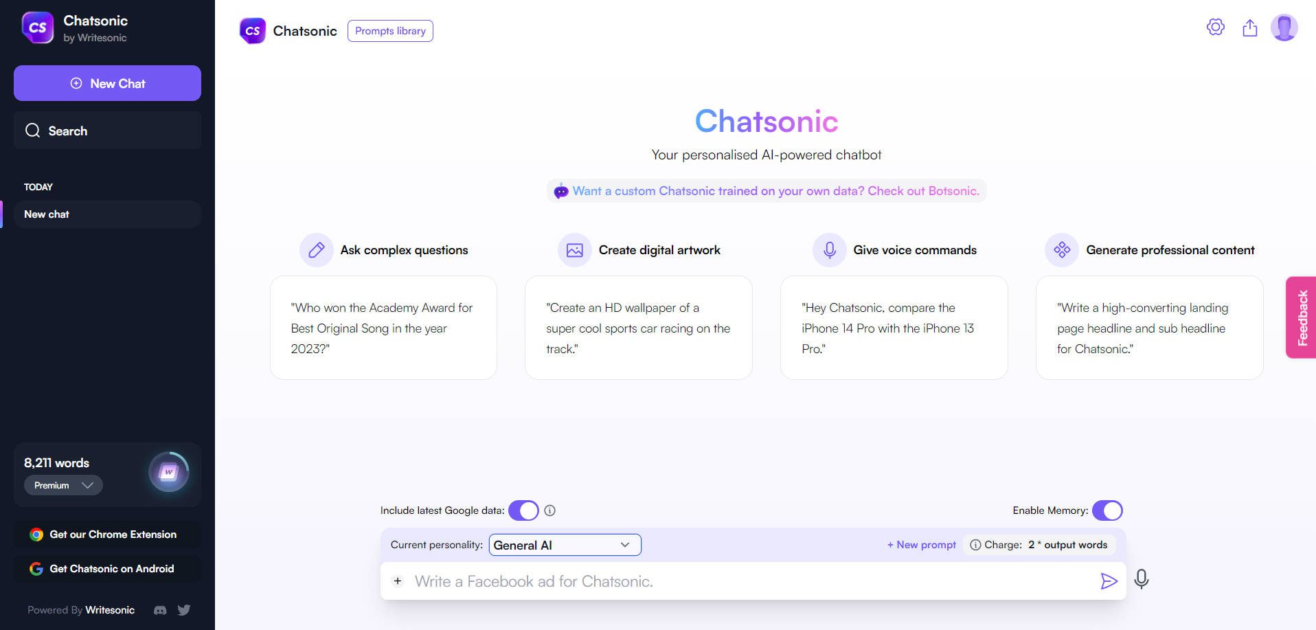 Chatsonic Cluttered UI