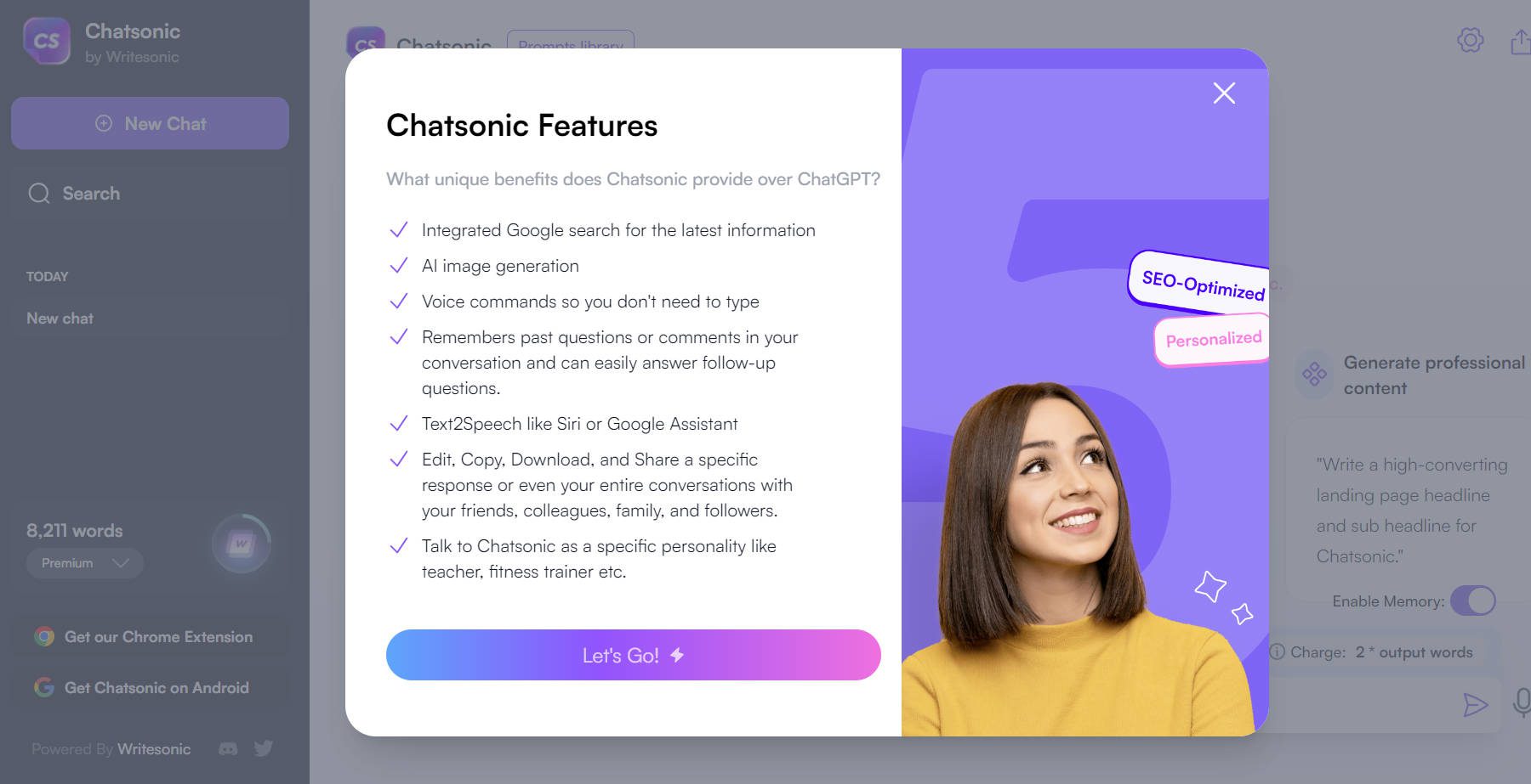 Chatsonic Feature List Review