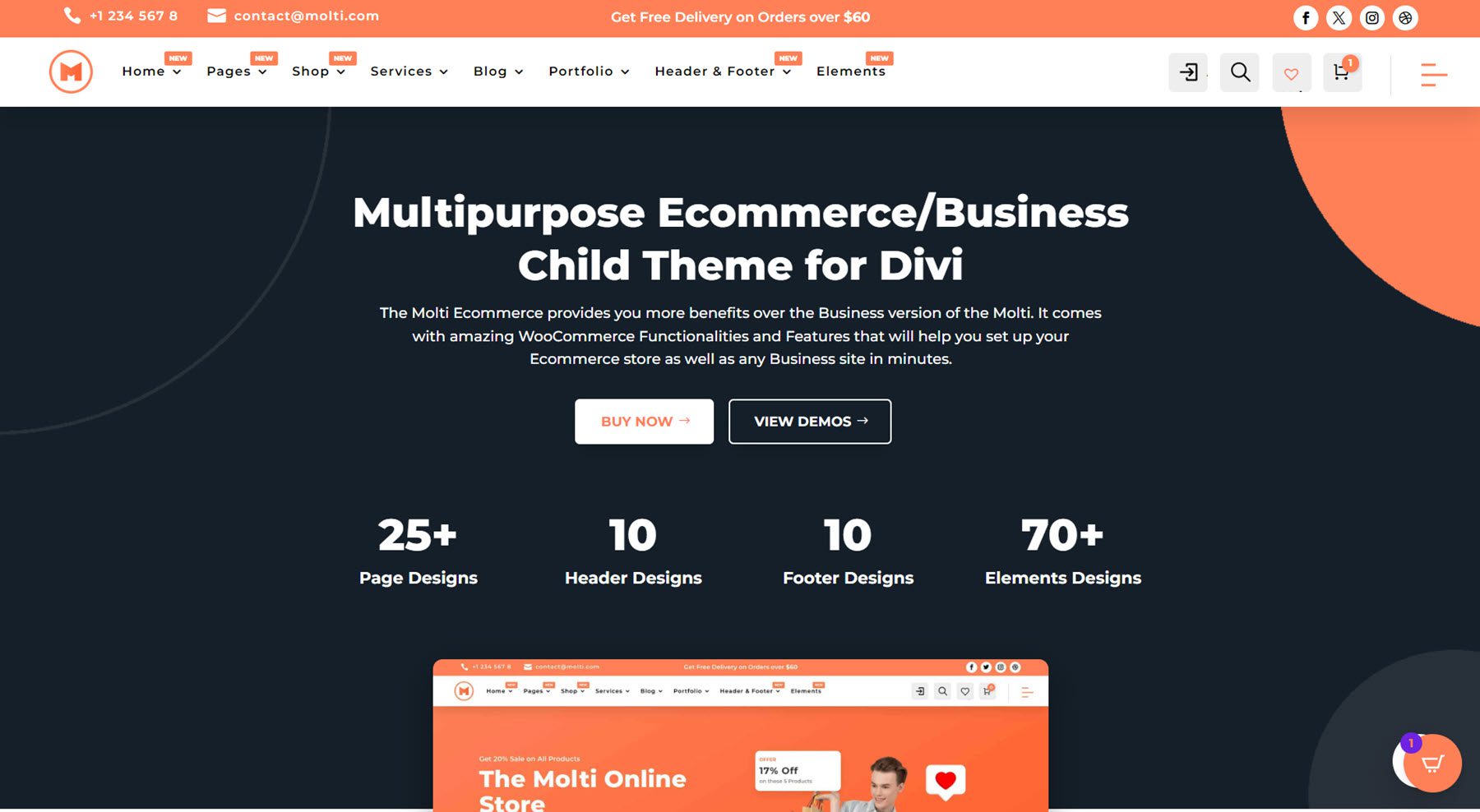 Molti Ecommerce Showcase Front Page