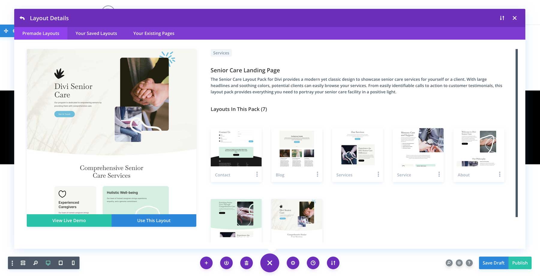 Senior Care Layout Pack for Divi