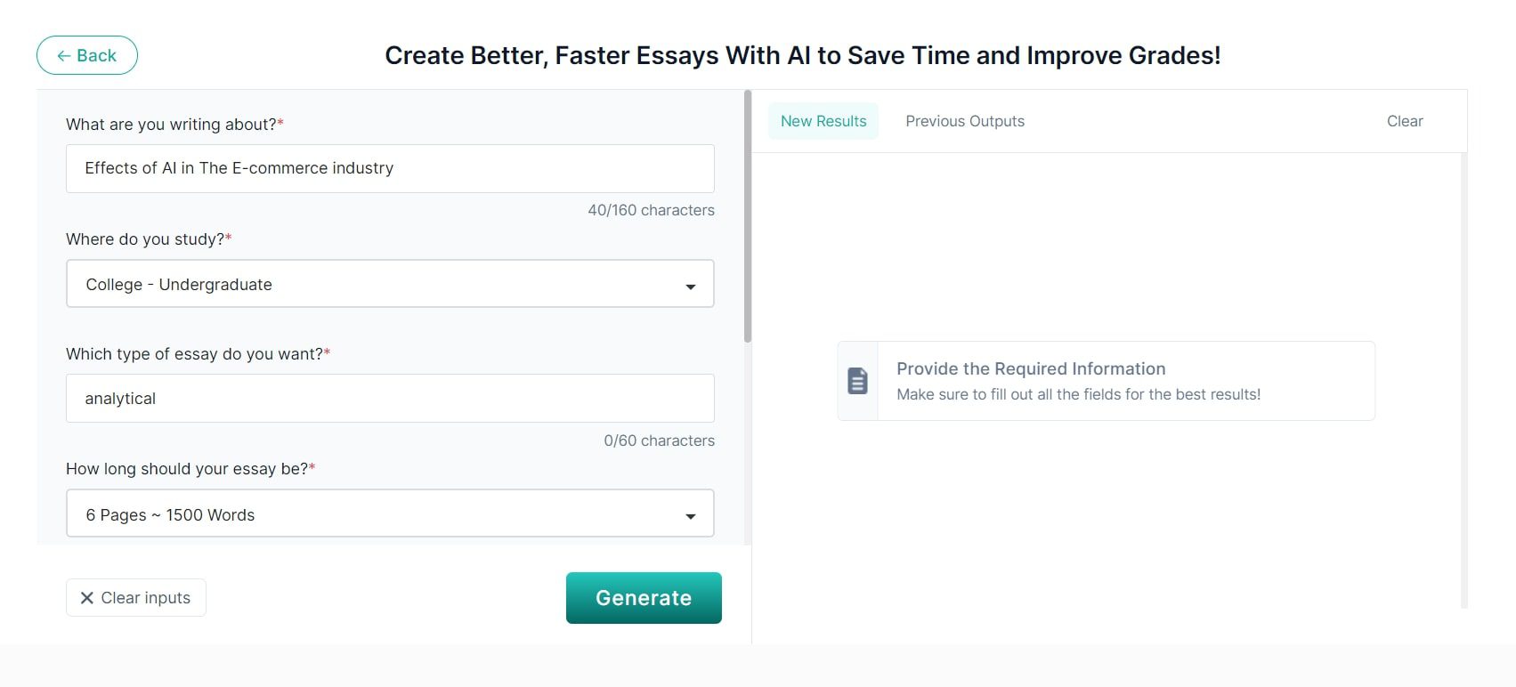 MyEssayWriter.ai Essay Writer feature