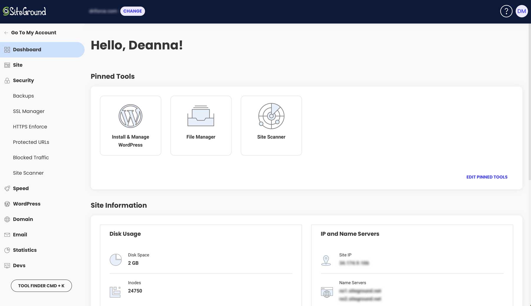 SiteGround site tools