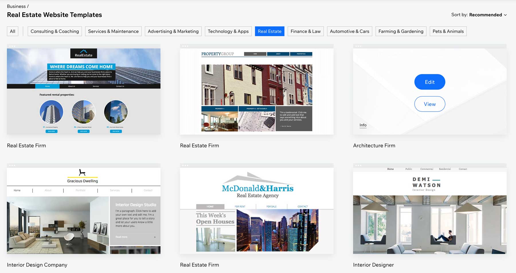 Wix real estate templates