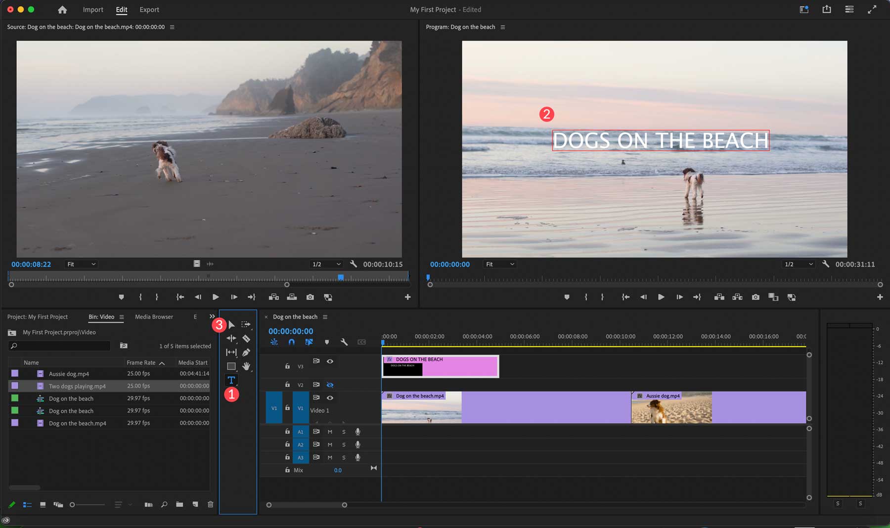 adding text in Adobe Premiere Pro