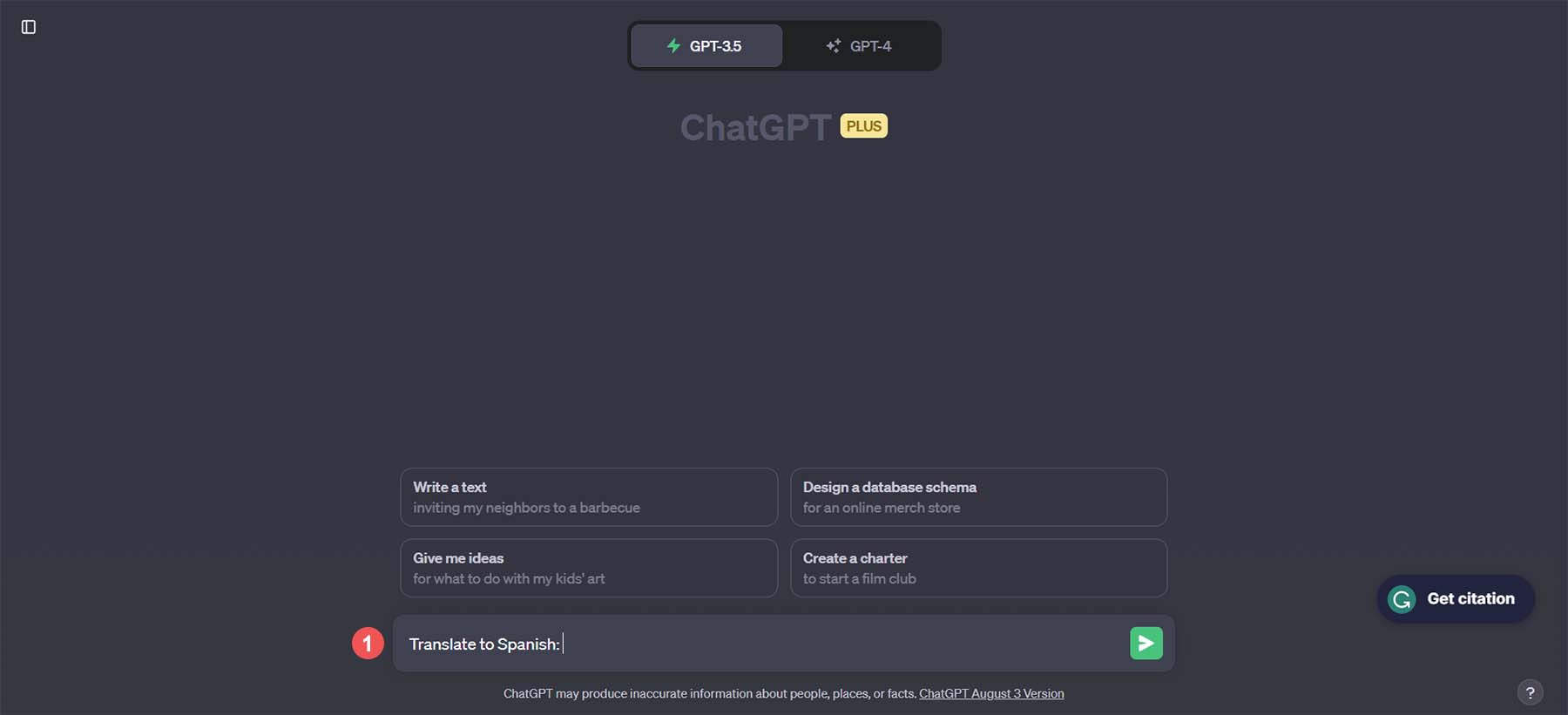 Enter your commands to translate your website copy to ChatGPT