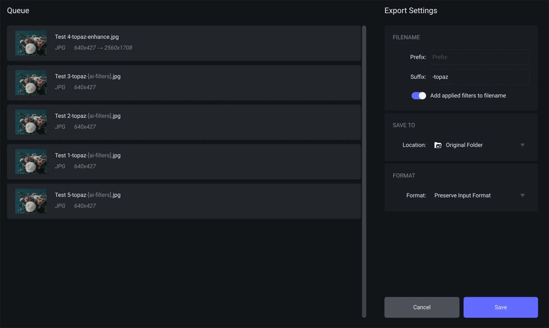 Exporting with Topaz