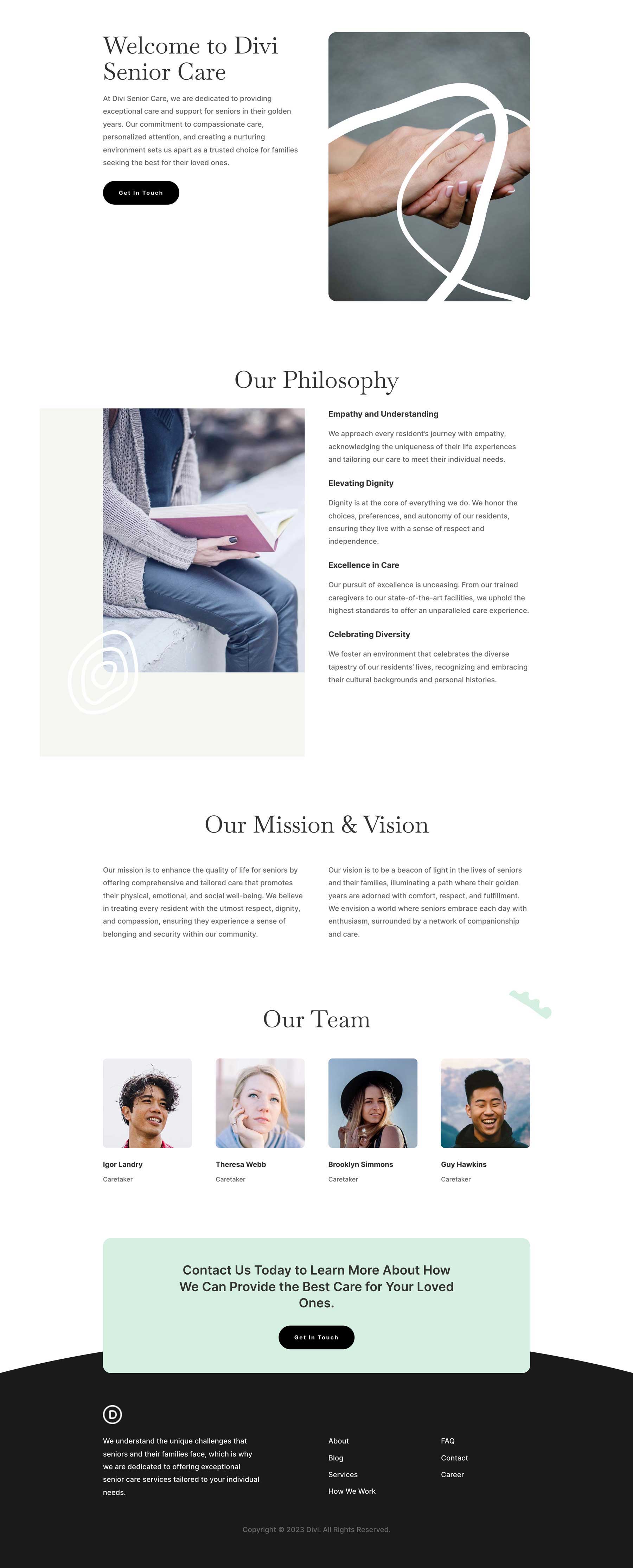 Senior Care Layout Pack for Divi